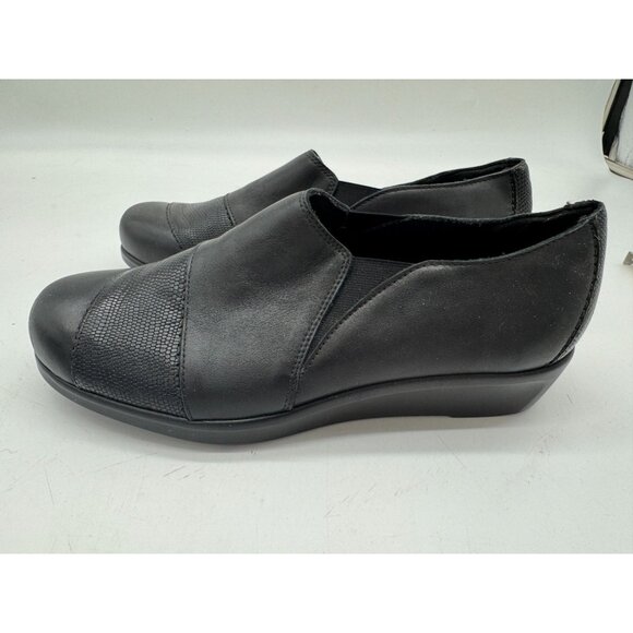 SAS Womens Nora Slip On Loafers Size 9W Black Wedge Leather Comfort Casual - Picture 8 of 15